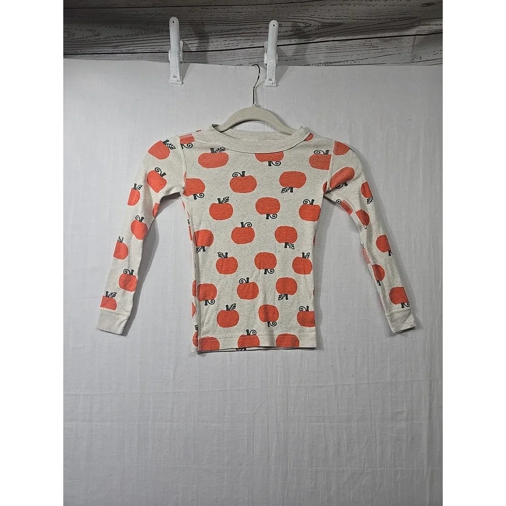 Hanna Andersson Organic Cotton Fall Pumpkin Long Sleep‎ PJ Top Girl's Size 5